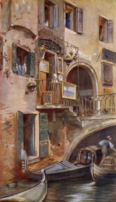 Antikvariebutik på Ponte dei Dadi, Venedig av Commendator Formilli