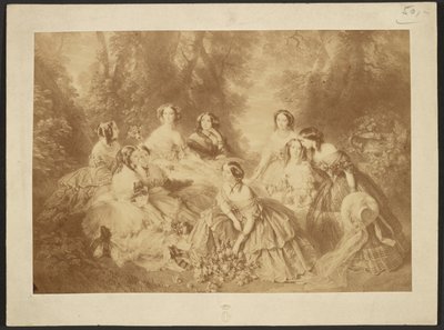 "Kejsarinnan Eugenie omgiven av sina hovdamer" av Franz Xaver Winterhalter av Comte Olympe Aguado