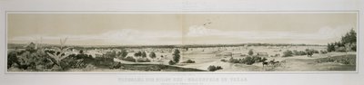 Panorama över staden New Braunfels, Texas taget från sydvästra sidan sommaren 1847 av Conrad Caspar (after) Rordorf