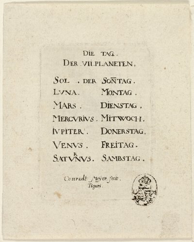 Titelsida, från Der VII Planeten av Conrad Meyer
