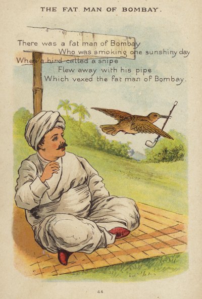 Nursery rim: The Fat Man Of Bombay (chromolitho) av Constance Haslewood