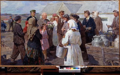 Besök av premier N. Chrusjtjov i Stavropol Krai, slutet av 1950-talet (olja på duk) av Constance Walton