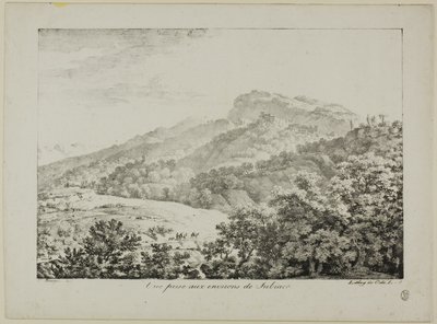 Vy tagen i regionen Subiaco, från Views of Italy av Constant Bourgeois