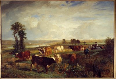 Utsikt från höjderna av Suresnes (Hauts de Seine). Målning av Constant Troyon (1810-1865) av Constant Emile Troyon