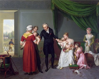 Baron Jean Louis Alibert (1768-1837) utför vaccinationen mot smittkoppor i Chateau of Liancourt, ca. 1820 av Constant Joseph Desbordes