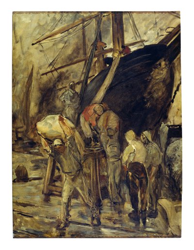 Lossa fartyget (olja på duk) av Constantin Emile Meunier