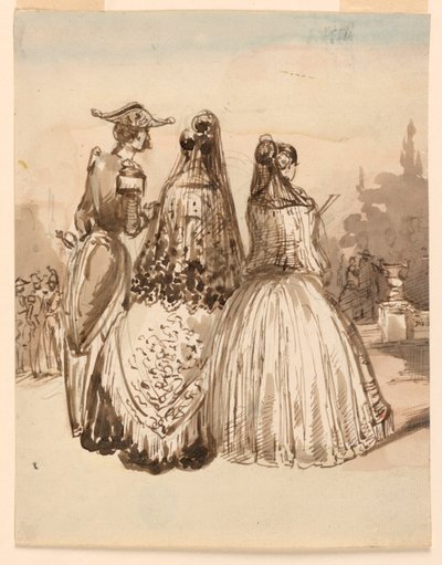 A Street Scene in Madrid, från serien "Sketches in Madrid" av Constantin Guys