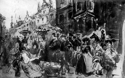 En gata i Alsace, 1800-talet, 1930. av Constantin Guys