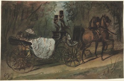Vagn i Bois de Boulogne av Constantin Guys