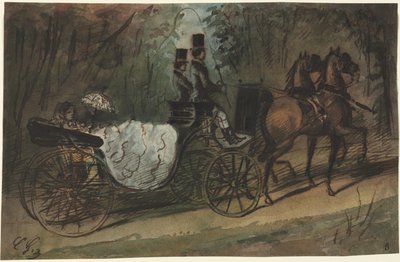 Vagn i Bois de Boulogne, 1800-tal. av Constantin Guys