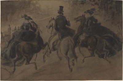 Cavalier och två damer till häst av Constantin Guys