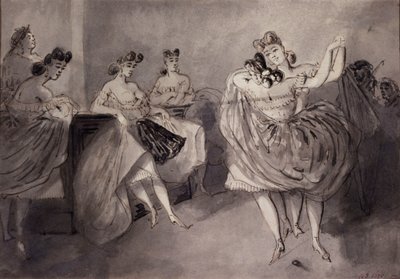 Dansscen på en bordell, omkring 1865 av Constantin Guys