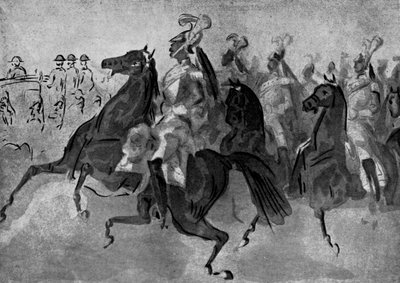 The Escort of Cuirassiers, 1800-talet, 1930. av Constantin Guys