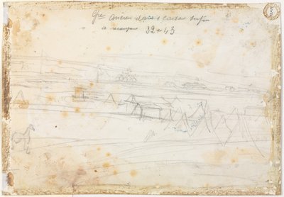War Encampment Scene verso, 1800-talet. av Constantin Guys