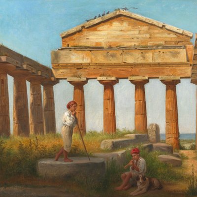 "Cerestemplet i Pæstum". Templet för Ceres i Paestum av Constantin Hansen