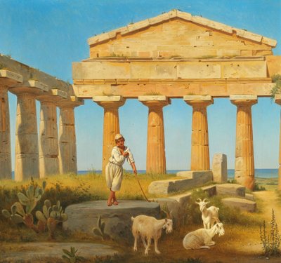 "Cerestemplet i Pæstum". Templet för Ceres i Paestum av Constantin Hansen