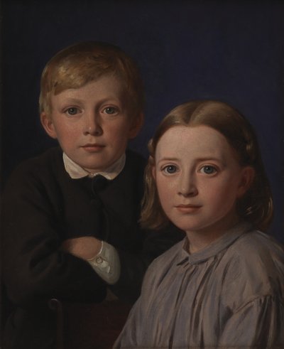 Jens Simmelkær Asmussen och Katrine Asmussen som barn av Constantin Hansen