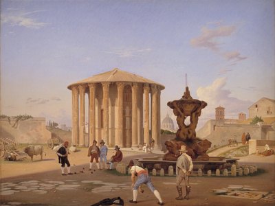 Piazza della Bocca della Verità med det så kallade Vesta-templet i Rom av Constantin Hansen