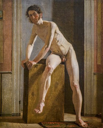 Sittande manlig modell av Constantin Hansen