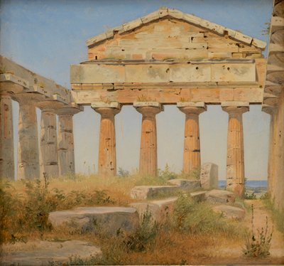 Athenas tempel i Paestum, 1838 av Constantin Hansen