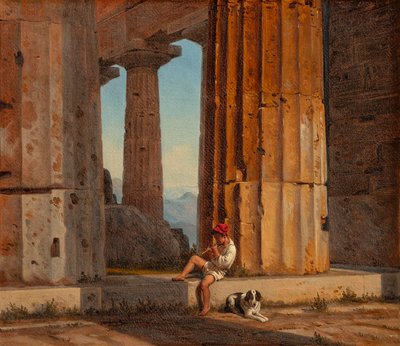 Utsikt över Poseidontemplet i Paestum av Constantin Hansen
