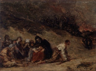 Avsnitt från bondeupproret. Branden i Turnhout (1798-1799) av Constantin Meunier