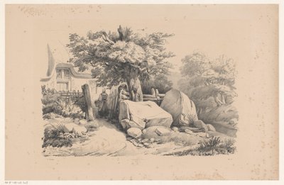 Landskap med ingångsport till hus The Landscape (serietitel) av Constantinus Cornelis Huysmans