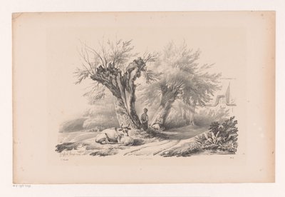 Landsväg med vilande man och kvinna The Landscape (serietitel) av Constantinus Cornelis Huysmans