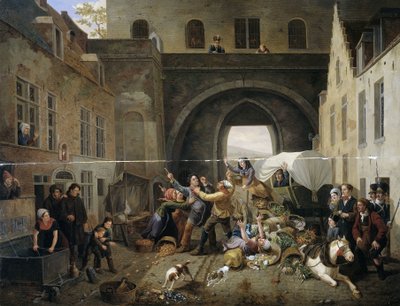 En kollision vid Porte de Hal, Bryssel av Constantinus Fidelio Coene