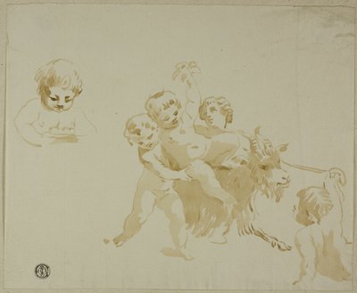 Putti leker med get av Conte Antonio Maria Zanetti the Elder