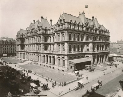 Utsikt över postkontoret och Custom House på Clark Street och Jackson Blvd., Chicago, 1889 av Copelin and Hine Copelin and Hine