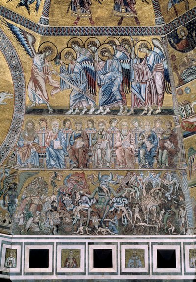 The Last Judgment Down Satan äter jävlarnas själar - Detalj av mosaikerna, ca1270 av Coppo di Marcovaldo