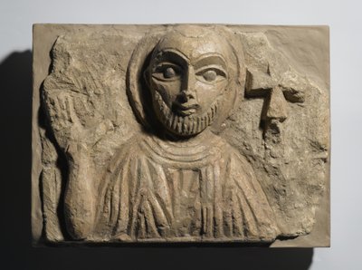 Byst av ett helgon, från Egypten, 4-500-talet (målad kalksten) av Coptic Coptic