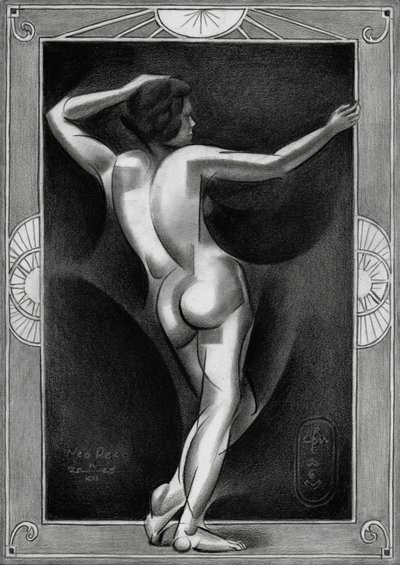 Art déco-nakenfigur av Corné Akkers