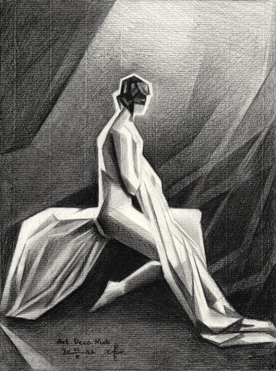 Draperad art déco-figur av Corné Akkers