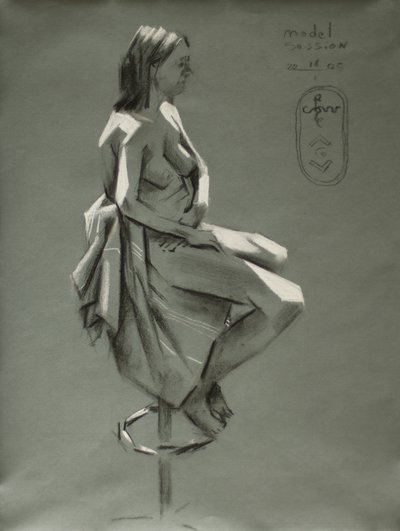 Studie av en draperad figur av Corné Akkers