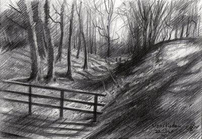 Skiss av en skogsstig av Corné Akkers