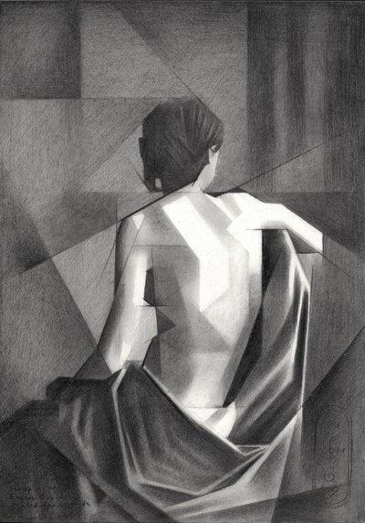 Geometrisk draperad figur av Corné Akkers