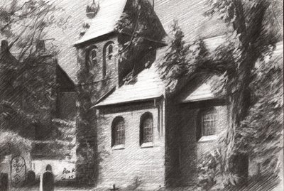En ensam figur på kyrkogården av Corné Akkers