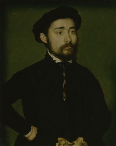 Porträtt av en man med en handske (olja på trä) av Corneille de Lyon