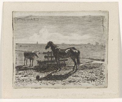 Hage med häst och två kor av Cornelis Albertus Johannes Schermer