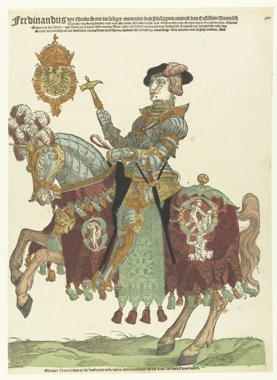 Porträtt av Ferdinand I av Österrike till häst av Cornelis Anthonisz. (manner of)