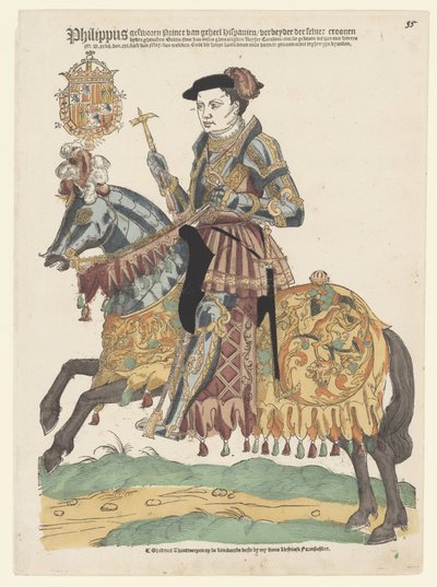 Porträtt av Filip II till häst av Cornelis Anthonisz. (manner of)