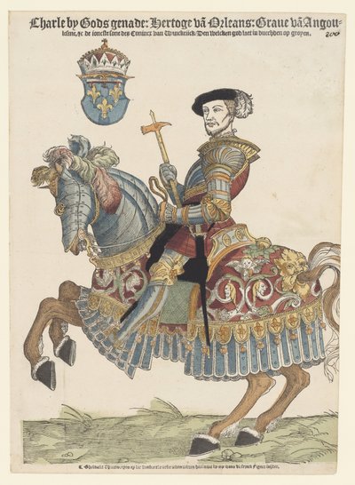 Porträtt av Karl av Orléans till häst av Cornelis Anthonisz. (manner of)