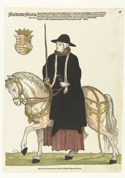 Porträtt av Maria av Ungern till häst av Cornelis Anthonisz. (manner of)