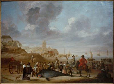 Val på stranden i Scheveningen av Cornelis Beelt