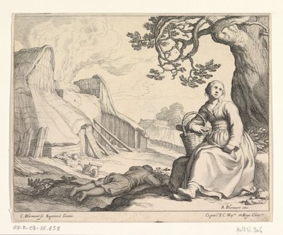 Kvinna vid en kalkugn av Cornelis Bloemaert (II)