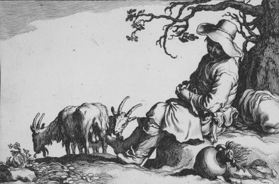 Pastoral med getter och getter, från serien Sexton bondeämnen, 1600-talet. av Cornelis Bloemaert