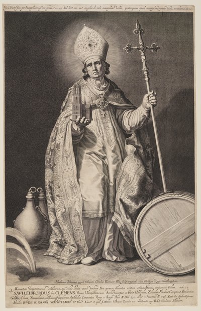 St Willibrord, plansch 2, från Biskoparna av Utrecht av Cornelis Bloemaert