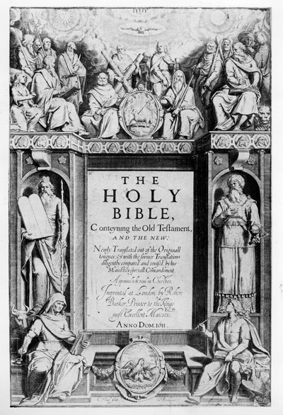 Frontispice till "The Holy Bible", utgiven av Robert Barker, 1611. av Cornelis Boel